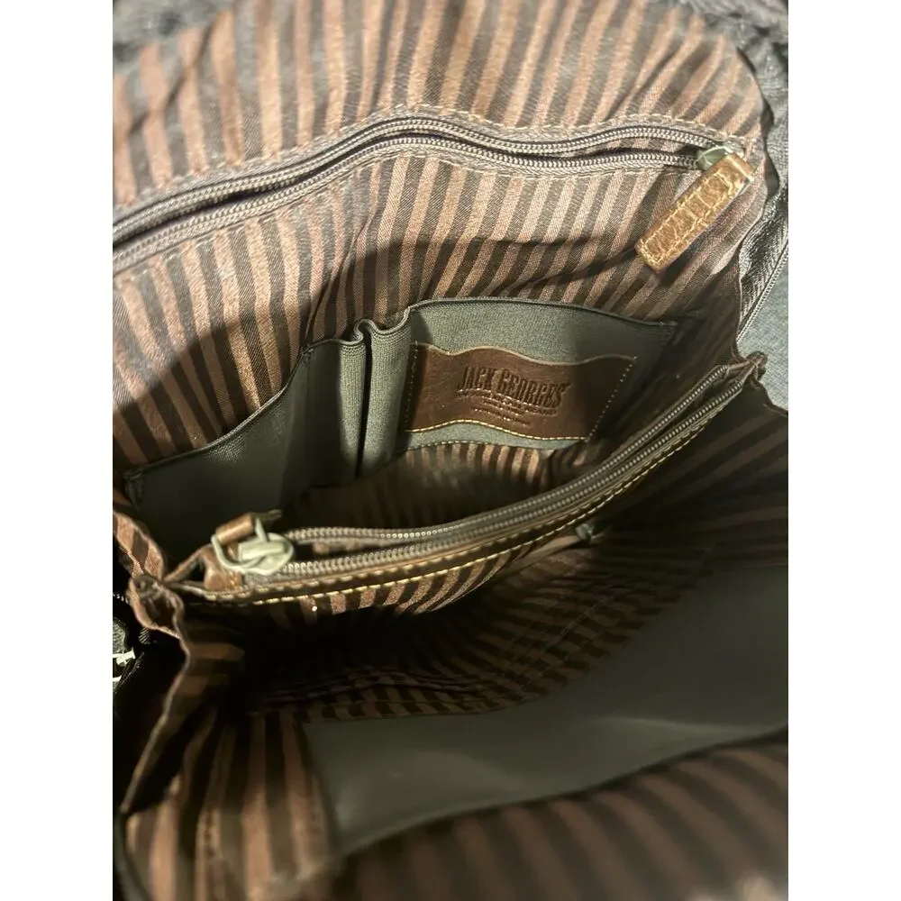 Jack Georges VoyagerBrown LeatherConvertible BackpackCrossbody Travel Bag